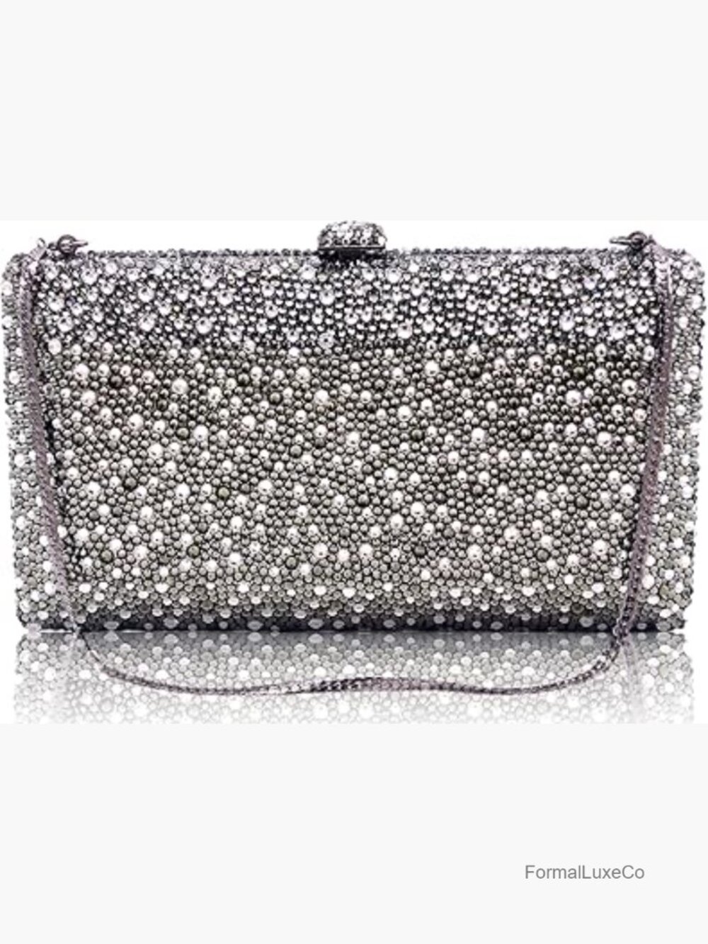 Luxury Crystal Evening Clutch Rhinestone Prom Party Metal Minaudiere Box Bag